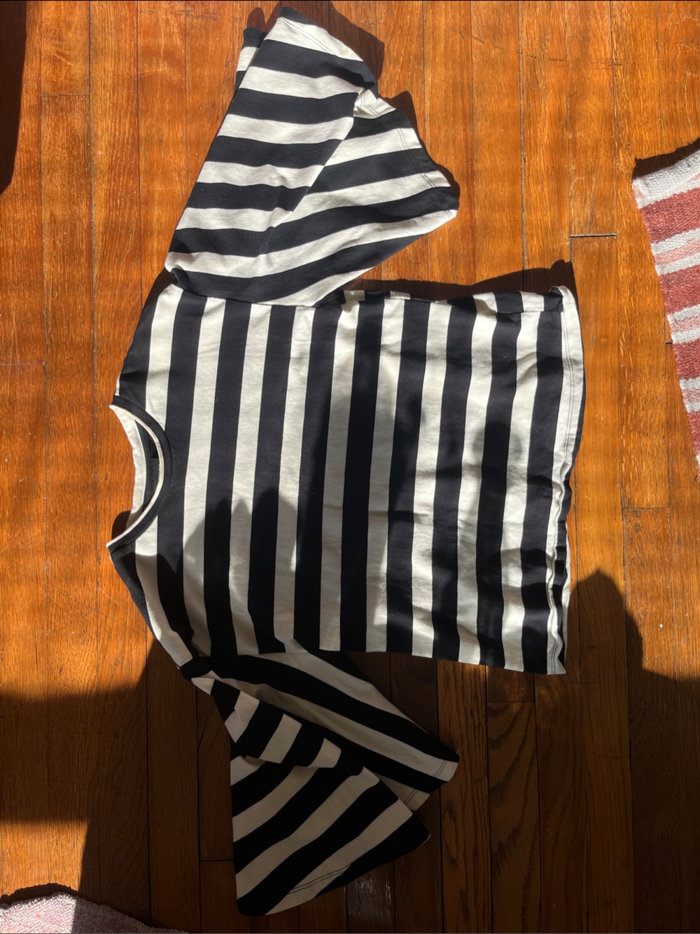 Who What Wear Black and White Striped Long Sleeve Bell Top